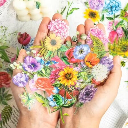 100 Pieces PET Sticker Long Flower Series