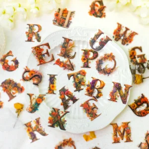 80pcs/pack PET Pack Jumping Flower Collection Alphabet Flower Sticker