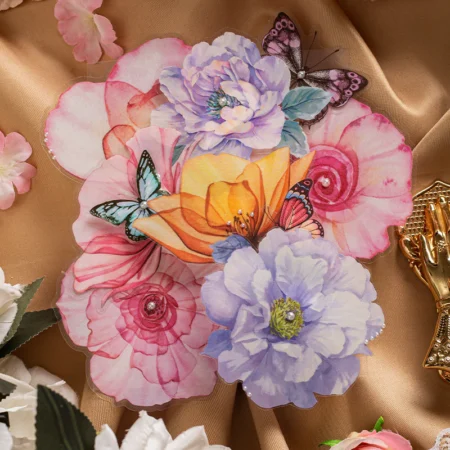 10Pcs Retro Flower Pet Sticker Bag with Your Flower Shadow Series