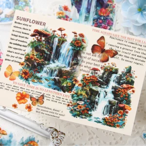 Waterfall Song Washi Stickers 10pcsMaterial: washi paper Size: within 80mm*80mm Packages: 10 pcs/pack,10 designs * 1pcs