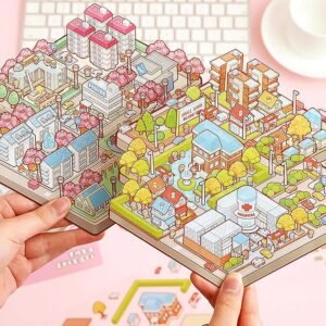 3 sheets per pack of 3D townscape miniature sticker series