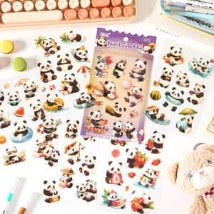 6pcs/pack Panda PET Stickers