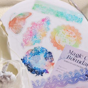 10 Sheets/pack PET Sticker Iridescent Border Series Iridescent Lace Theme Base PET Sticker