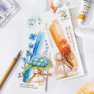 10pcs/pack Inked Flower Series Watercolor Strip PET Stickers