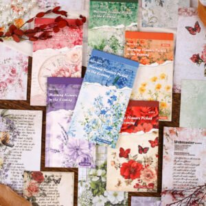 30 Sheets/pack Sticky Notes Material Picking Flowers in the Evening Series Retro Floral Notebook DIY Decorations