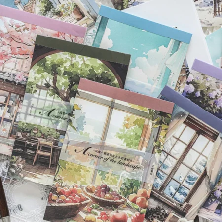 30 papers/pack Scenery Corner Series Vintage Plant Flower Window Landscaping Material Book