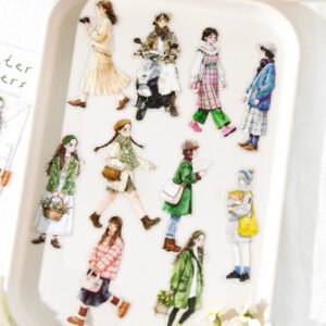 30 Sheets/pack PET Sticker Sheet Street Corner Passersby Retro Character