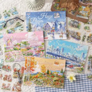 20 Sheets/pack Four Seasons Scenery Holiday Decoration Sticker Book