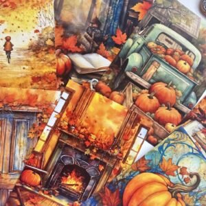 12cards and 2 Sheet stickers Bright Autumn Set