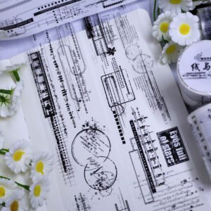 Ink Frequency PET Tape – Modern Grid Washi Style | 5CM Width * 1M length