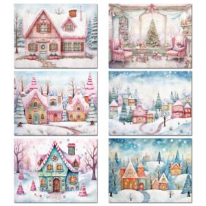 12 A5 Papers and 42stickers Pink Christmas DIY Scrapbook Background Paperpad for Crafts Junk Journals