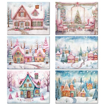 12 A5 Papers and 42stickers Pink Christmas DIY Scrapbook Background Paperpad for Crafts Junk Journals