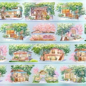 1M Sample PET Roll Blooming Townscape Vignettes - 7cm * 100cm