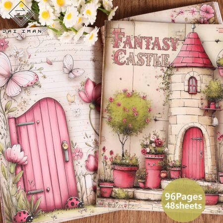 A5 96pages (non-repeating Patterns) Color Pages Fairy Castle Writable Notebook with Two Bookmarks