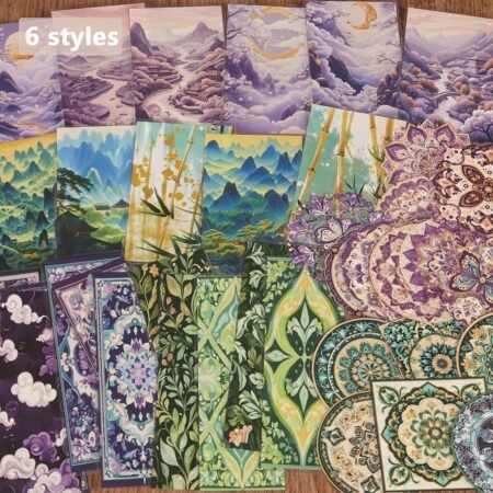30pcs(Non Repeating Patterns)PET Transparent Landscape Classical Scrapbook Sticker Pack